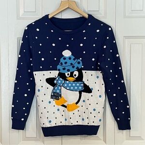 Penguin Cap & Scarf
Sweater Blue White
Polkadot Snowflake
Sweater Size Large